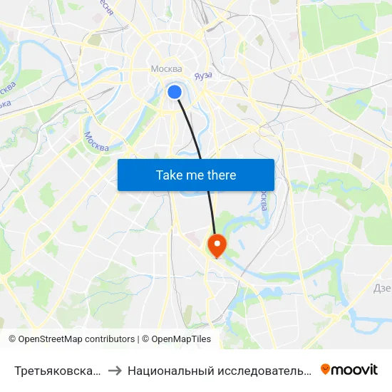Третьяковская (Tretyakovskaya) to Национальный исследовательский ядерный университет «МИФИ» map