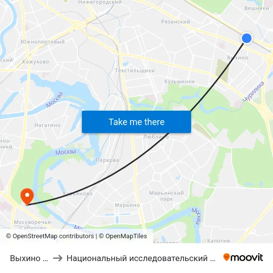 Выхино (Vykhino) to Национальный исследовательский ядерный университет «МИФИ» map