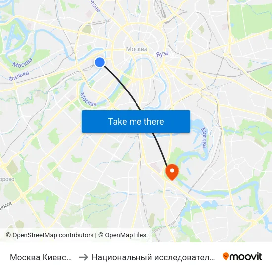Москва Киевская (Kievsky Station) to Национальный исследовательский ядерный университет «МИФИ» map