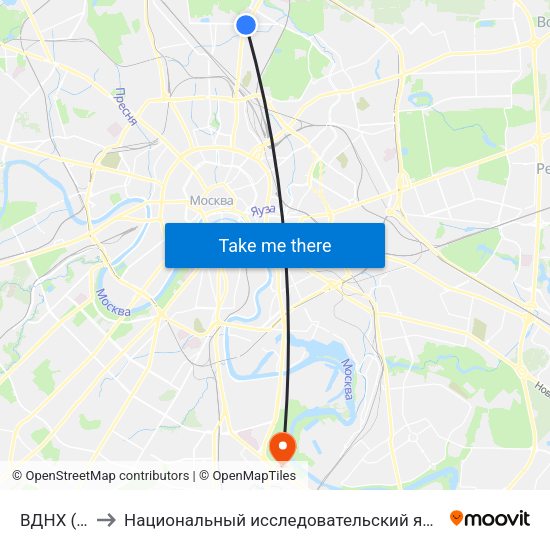 ВДНХ (VDNKh) to Национальный исследовательский ядерный университет «МИФИ» map