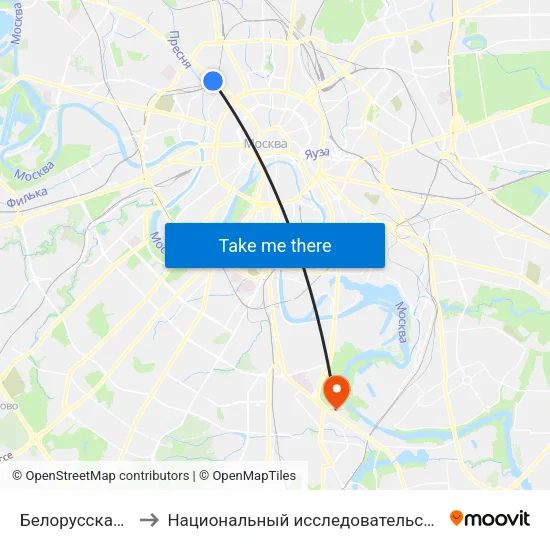 Белорусская (Belorusskaya) to Национальный исследовательский ядерный университет «МИФИ» map