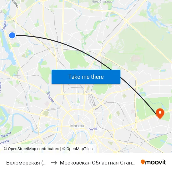 Беломорская (Belomorskaya) to Московская Областная Станция Переливания Крови map