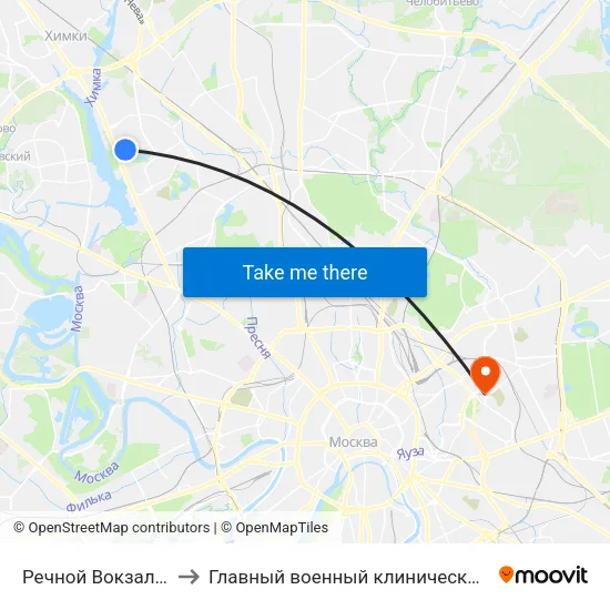 Речной Вокзал (Rechnoy Vokzal) to Главный военный клинический госпиталь им. Н.Н. Бурденко map