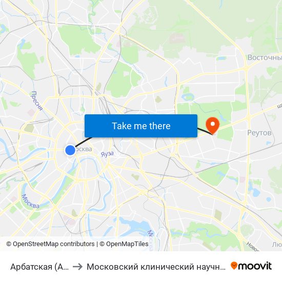 Арбатская (Arbatskaya) to Московский клинический научно-практический центр map