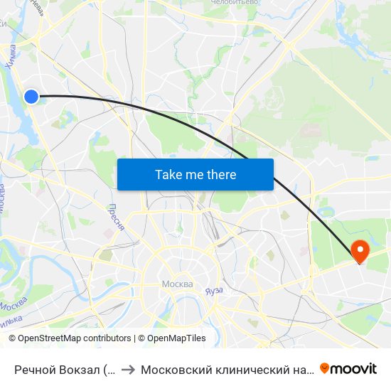 Речной Вокзал (Rechnoy Vokzal) to Московский клинический научно-практический центр map