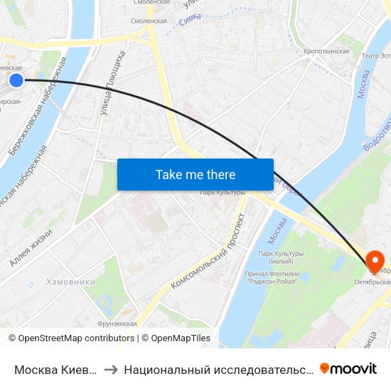 Москва Киевская (Kievsky Station) to Национальный исследовательский технологический университет ""МИСиС"" map