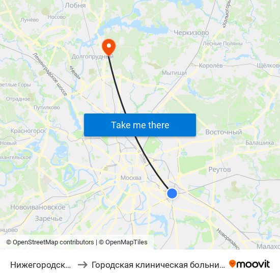 Нижегородская (Nizhegorodskaya) to Городская клиническая больница им. А. К. Ерамишанцева филиал № 43 map