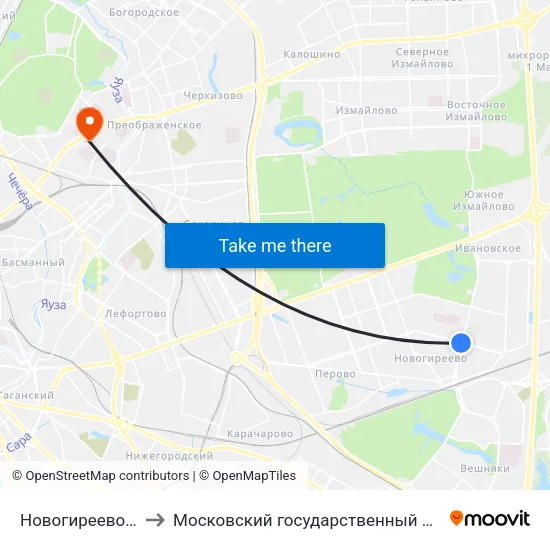 Новогиреево (Novogireevo) to Московский государственный лингвистический университет map