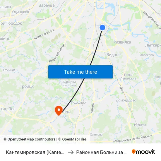 Кантемировская (Kantemirovskaya) to Районная Больница Кузнечики map