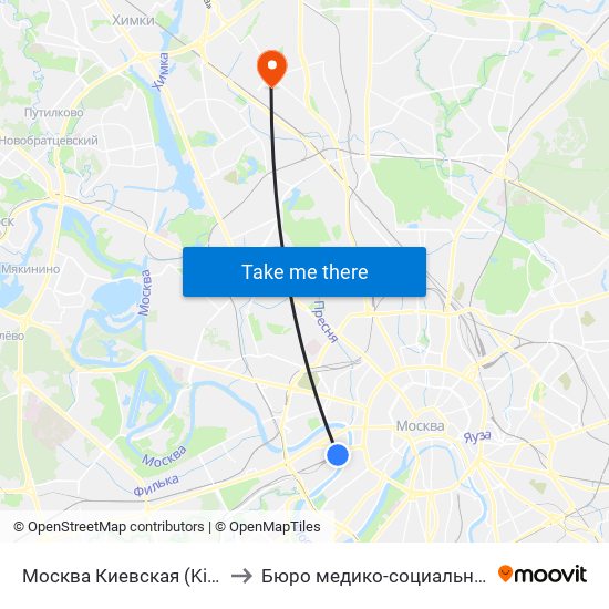 Москва Киевская (Kievsky Station) to Бюро медико-социальной экспертизы map