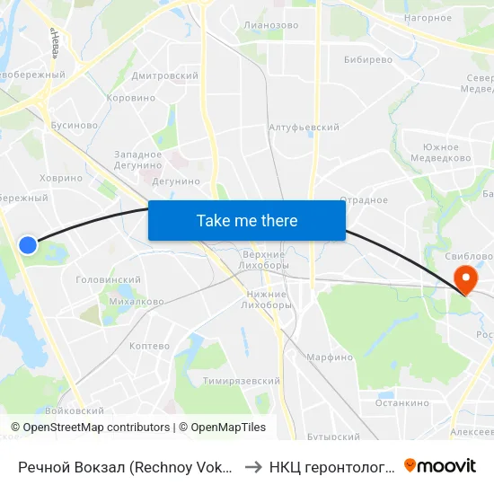 Речной Вокзал (Rechnoy Vokzal) to НКЦ геронтологии map