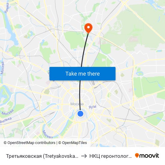 Третьяковская (Tretyakovskaya) to НКЦ геронтологии map