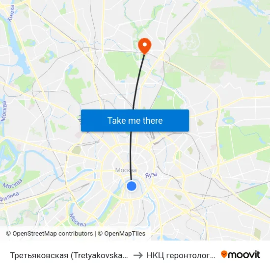 Третьяковская (Tretyakovskaya) to НКЦ геронтологии map