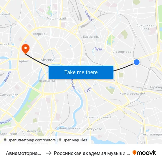 Авиамоторная МЦД D3 to Российская академия музыки имени Гнесиных map
