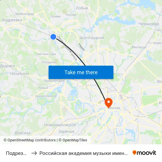 Подрезково to Российская академия музыки имени Гнесиных map