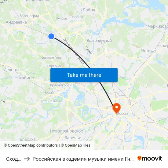 Сходня to Российская академия музыки имени Гнесиных map