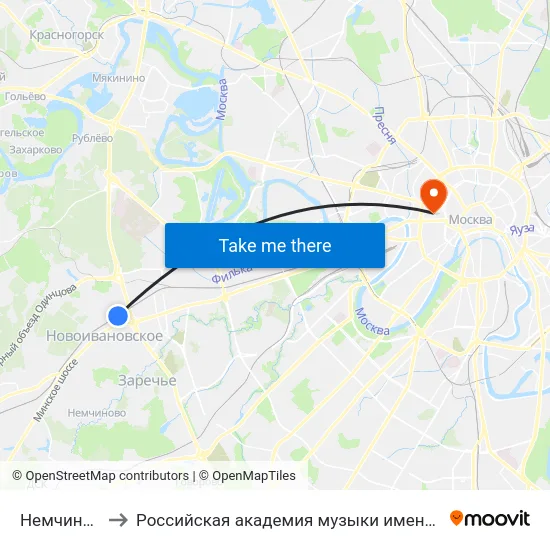 Немчиновка to Российская академия музыки имени Гнесиных map