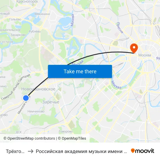 Трёхгорка to Российская академия музыки имени Гнесиных map