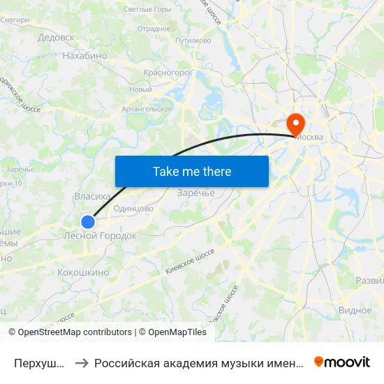 Перхушково to Российская академия музыки имени Гнесиных map