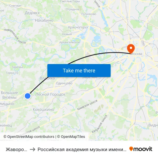 Жаворонки to Российская академия музыки имени Гнесиных map