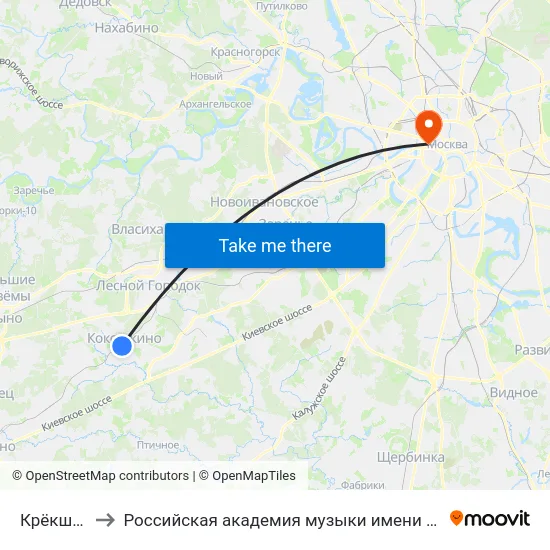 Крёкшино to Российская академия музыки имени Гнесиных map