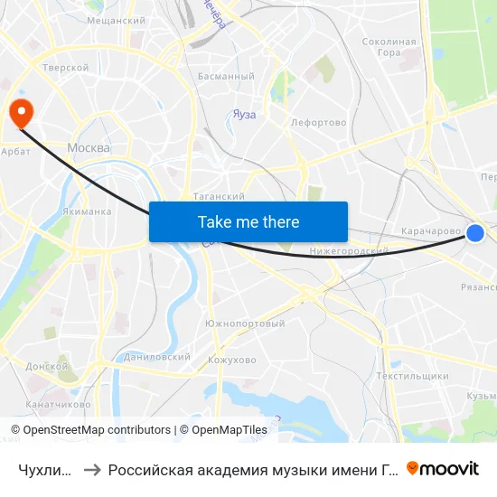 Чухлинка to Российская академия музыки имени Гнесиных map