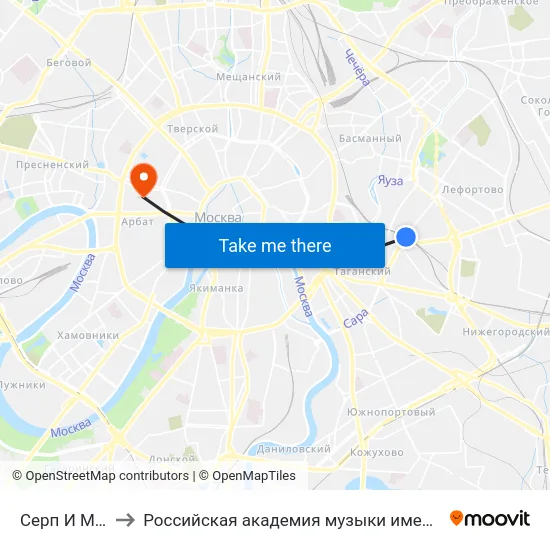 Серп И Молот to Российская академия музыки имени Гнесиных map