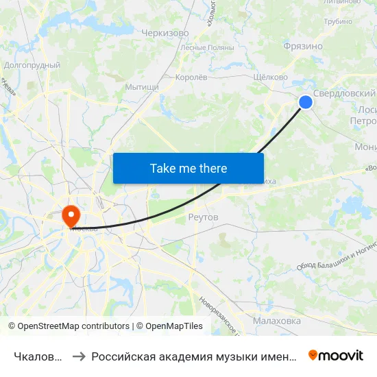 Чкаловская to Российская академия музыки имени Гнесиных map