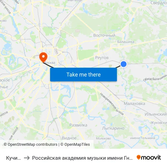 Кучино to Российская академия музыки имени Гнесиных map