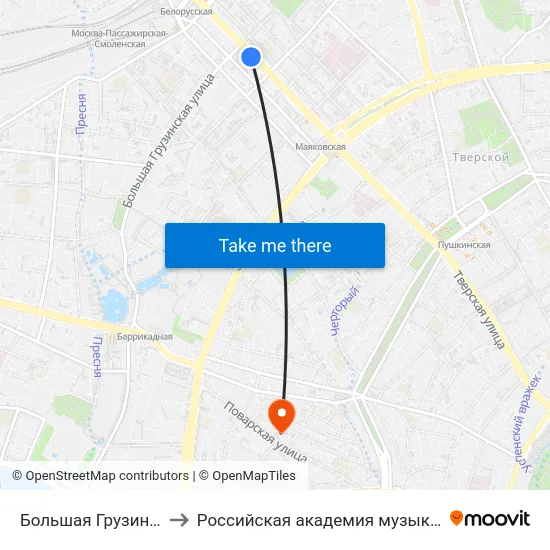 Большая Грузинская Улица to Российская академия музыки имени Гнесиных map