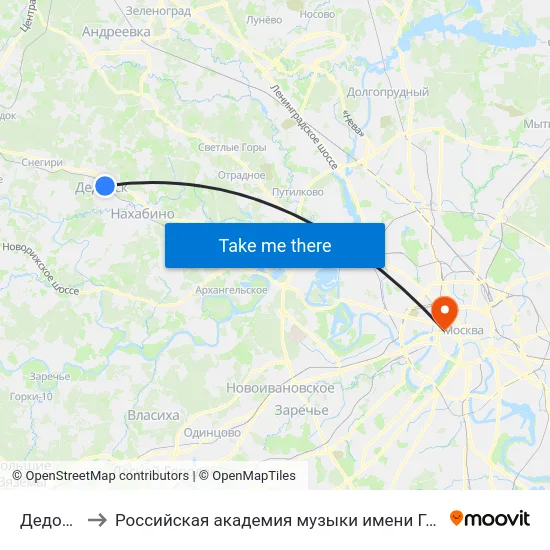 Дедовск to Российская академия музыки имени Гнесиных map