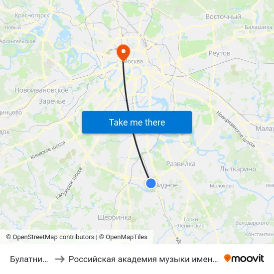 Булатниково to Российская академия музыки имени Гнесиных map