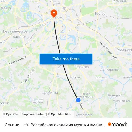 Ленинская to Российская академия музыки имени Гнесиных map