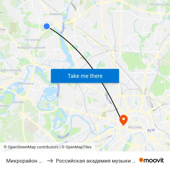 Микрорайон 2Б Химок to Российская академия музыки имени Гнесиных map