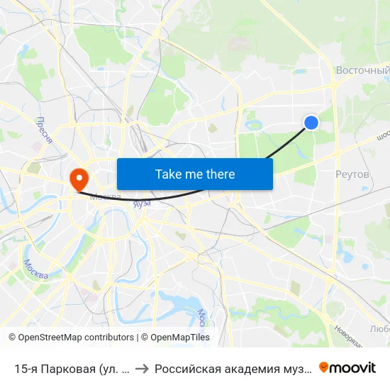 15-я Парковая (ул. Первомайская) to Российская академия музыки имени Гнесиных map