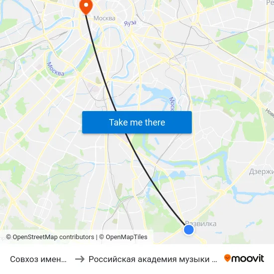 Совхоз имени Ленина to Российская академия музыки имени Гнесиных map