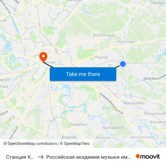 Станция Кучино to Российская академия музыки имени Гнесиных map