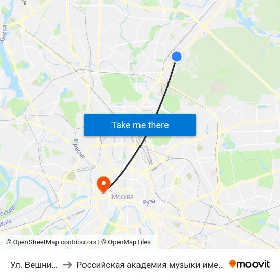 Ул. Вешних Вод to Российская академия музыки имени Гнесиных map