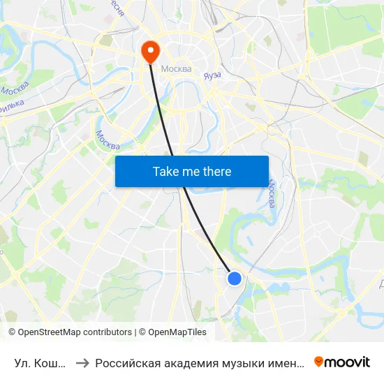 Ул. Кошкина to Российская академия музыки имени Гнесиных map
