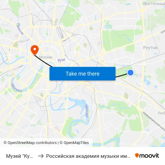 Музей "Кусково" to Российская академия музыки имени Гнесиных map