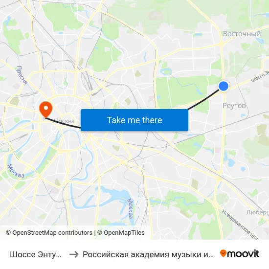 Шоссе Энтузиастов to Российская академия музыки имени Гнесиных map