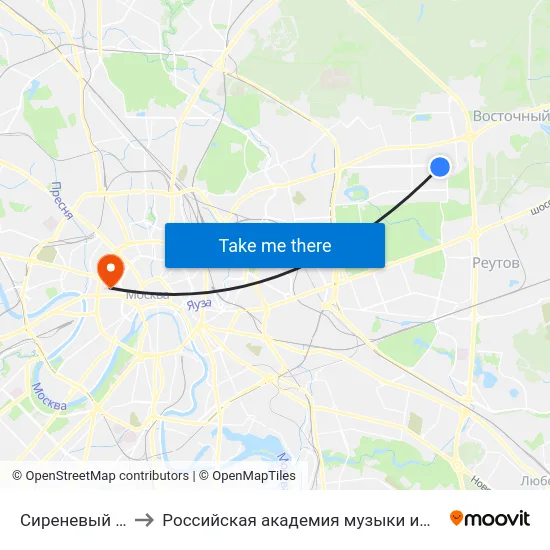 Сиреневый бульв. to Российская академия музыки имени Гнесиных map