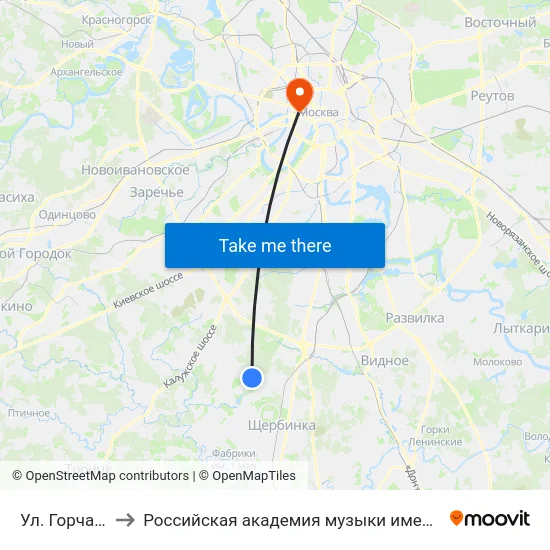 Ул. Горчакова to Российская академия музыки имени Гнесиных map