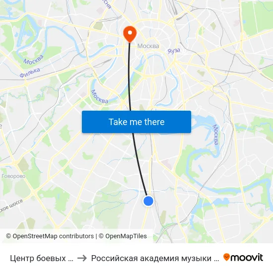 Центр боевых искусств to Российская академия музыки имени Гнесиных map
