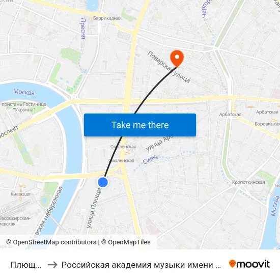Плющиха to Российская академия музыки имени Гнесиных map