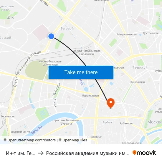 Ин-т им. Герцена to Российская академия музыки имени Гнесиных map