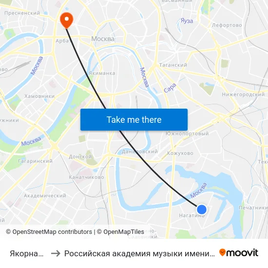 Якорная ул. to Российская академия музыки имени Гнесиных map