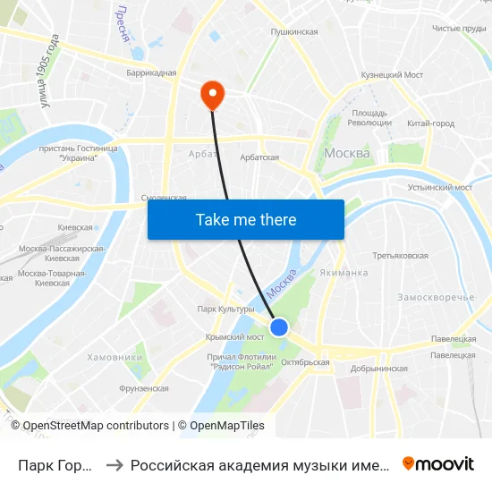 Парк Горького to Российская академия музыки имени Гнесиных map