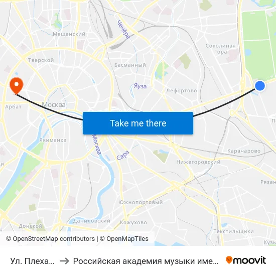 Ул. Плеханова to Российская академия музыки имени Гнесиных map