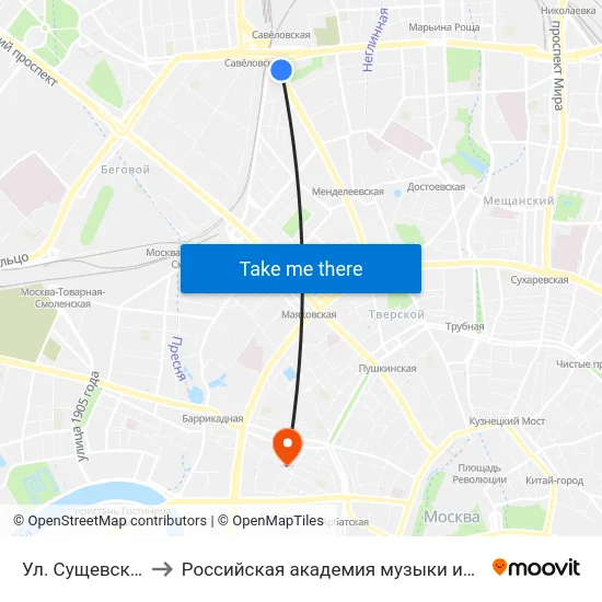 Ул. Сущевский Вал to Российская академия музыки имени Гнесиных map